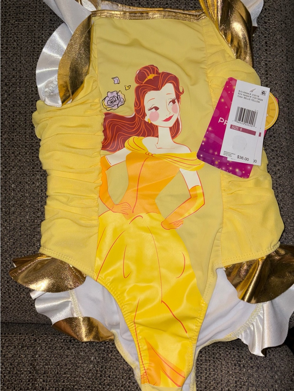 Disney Yellow Belle Princess Swimsuit Costume